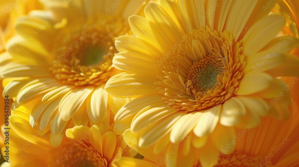 Radiant yellow gerberas close up Radiant yellow gerberas close up
