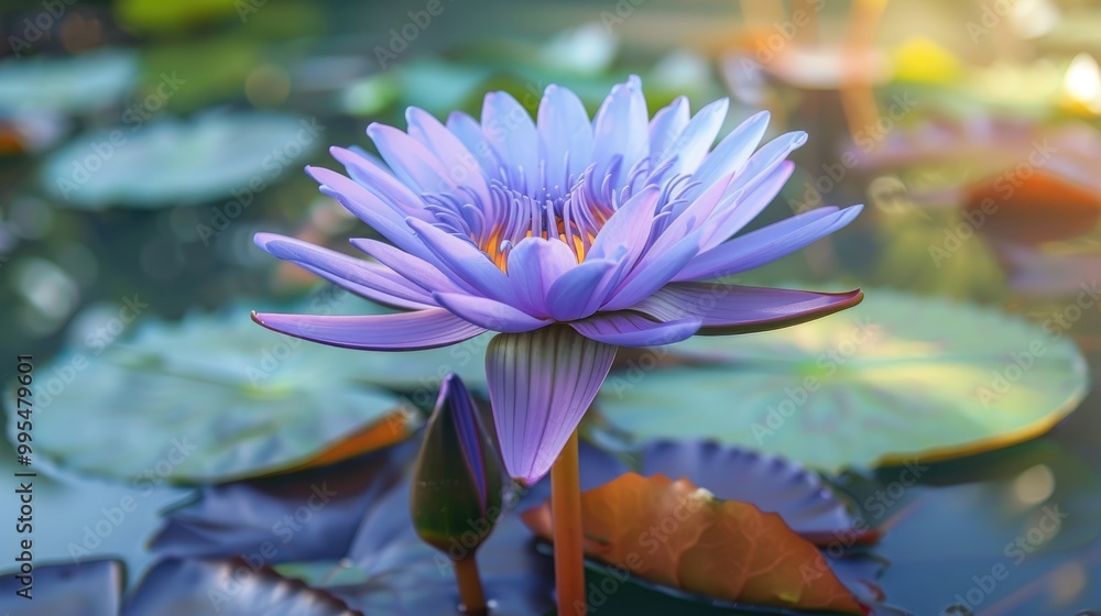 Purple lotus flower in pond with selective focus Purple lotus flower in pond with selective focus