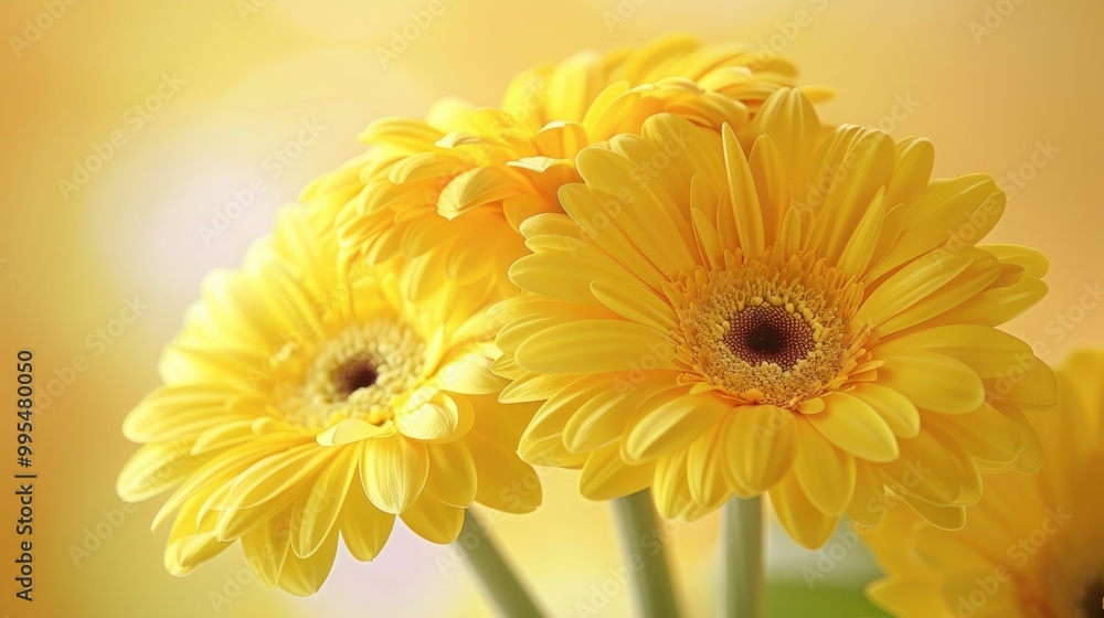 Radiant yellow gerberas close up Radiant yellow gerberas close up
