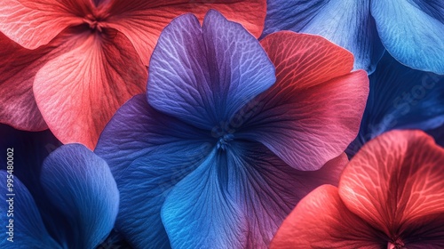 Wallpaper Mural Beautiful close-up of vibrant flower petals in bold duotone hues, captured in an abstract composition with intricate textures and contrasts Torontodigital.ca