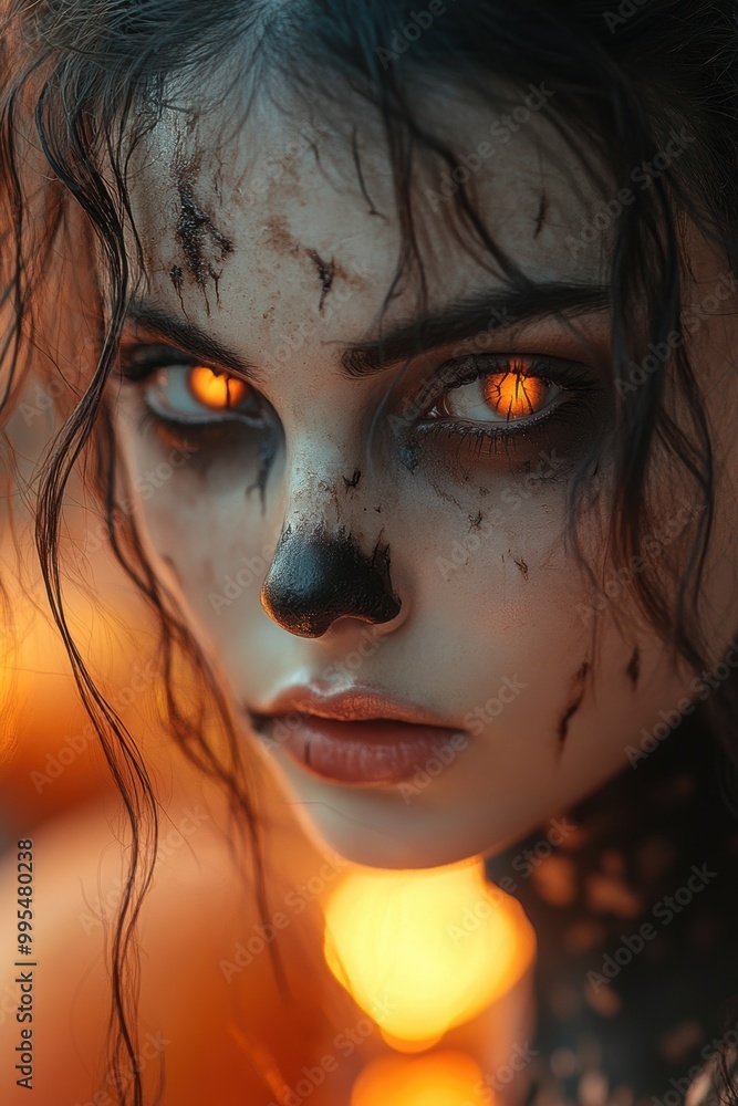 Misty graveyard with flickering lanterns and jack-o’-lanterns creates a chilling Halloween scene Misty graveyard with flickering lanterns and jack-o’-lanterns creates a chilling Halloween scene