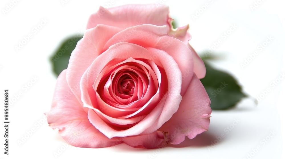 Rose of pink color separated on a white backdrop Rose of pink color separated on a white backdrop