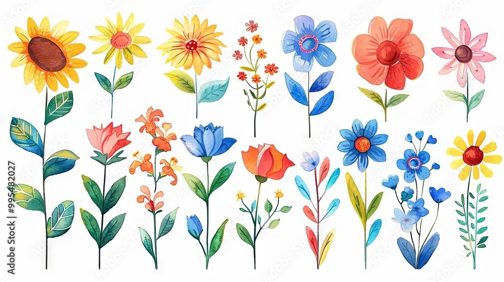 collection of children's drawings featuring flowers and the sun, showcasing a multicolored set of symbols ideal for kindergarten and school patterns collection of children's drawings featuring flowers and the sun, showcasing a multicolored set of symbols ideal for kindergarten and school patterns