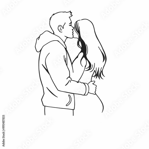 silhouette of a couple embracing and kissing. The figures are stylishly