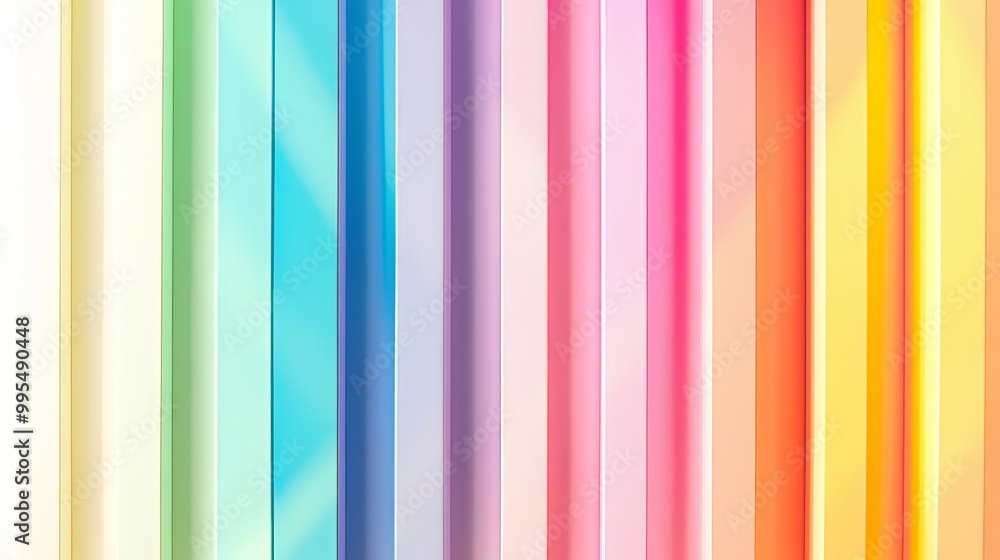 Vertical bands of vibrant pastel hues alternate directions, creating a mesmerizing rainbow spectrum against a pristine white background. Vertical bands of vibrant pastel hues alternate directions, creating a mesmerizing rainbow spectrum against a pristine white background.