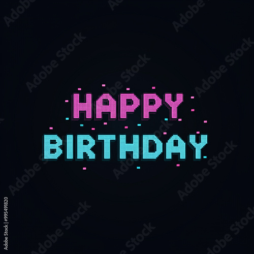 Neon Happy Birthday sign in...