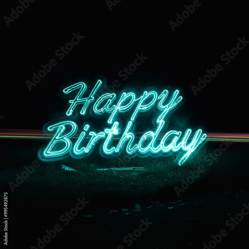 A glowing "Happy Birthday" ...