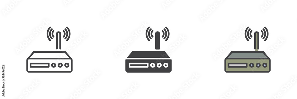 Wi-fi router different style icon set Wi-fi router different style icon set