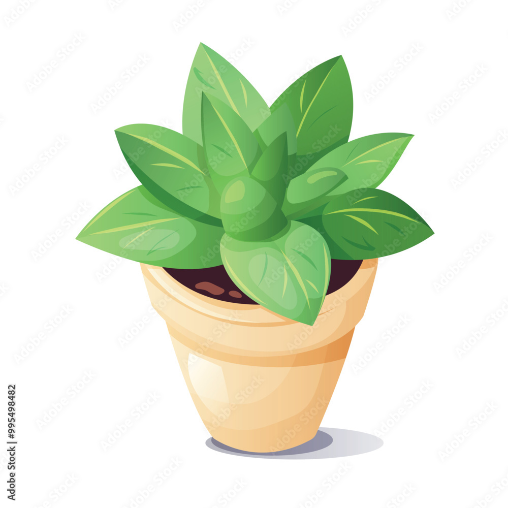 Fototapeta premium House plant in a pot. Bright flower. Vector illustration in cartoon style on a white background.