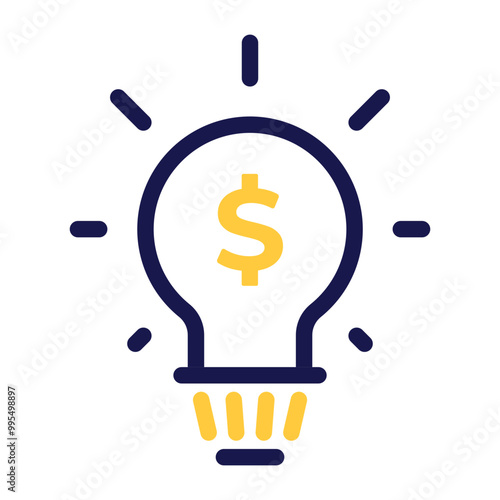 Light Bulb Icon Featuring Dollar Sign to Represent Loans and Profit for Business Innovations
