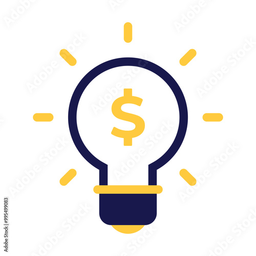 Light Bulb Icon Incorporating Dollar Sign to Represent Business Ideas and Financial Innovation