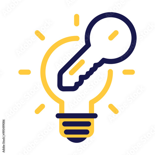 Light Bulb Icon Featuring Key to Represent Innovative Solutions and Creative Problem-Solving