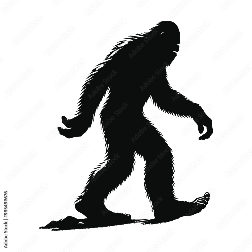Bigfoot Silhouette Vector and Bigfoot Concept Illustration on A White Background Bigfoot Silhouette Vector and Bigfoot Concept Illustration on A White Background