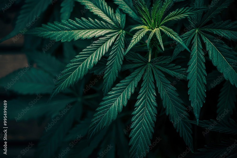 Close-up of Lush Green Cannabis Leaves Close-up of Lush Green Cannabis Leaves