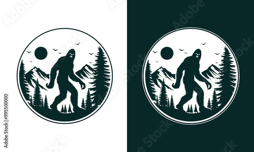 Bigfoot Silhouette Vector Illustration, Bigfoot Concept