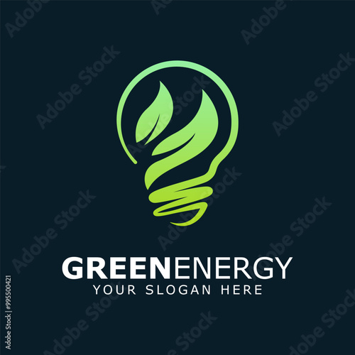 Green energy logo Design template. light bulb vector. Eco energy logotype