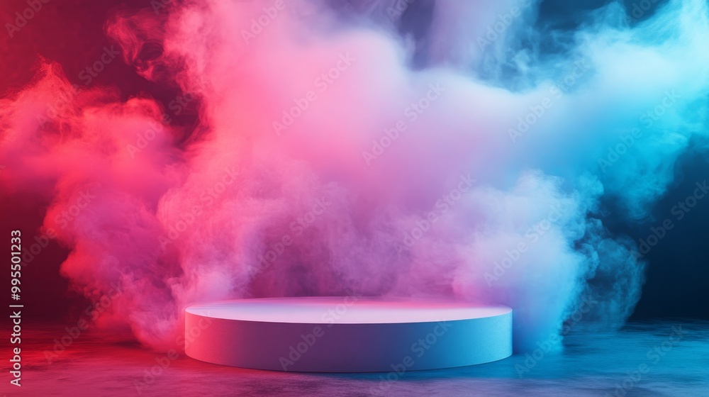 Frame smoke mockup with a podium for product presentation, featuring a luxurious and creative design with a colorful smoke effect background. Perfect for showcasing products stylishly. Frame smoke mockup with a podium for product presentation, featuring a luxurious and creative design with a colorful smoke effect background. Perfect for showcasing products stylishly.