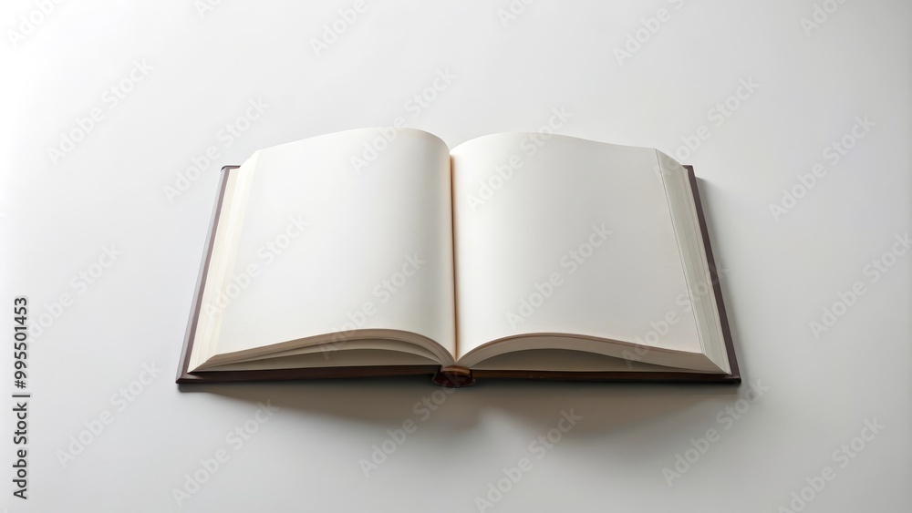 Open book lying on a white table, its blank pages awaiting inspiration Open book lying on a white table, its blank pages awaiting inspiration