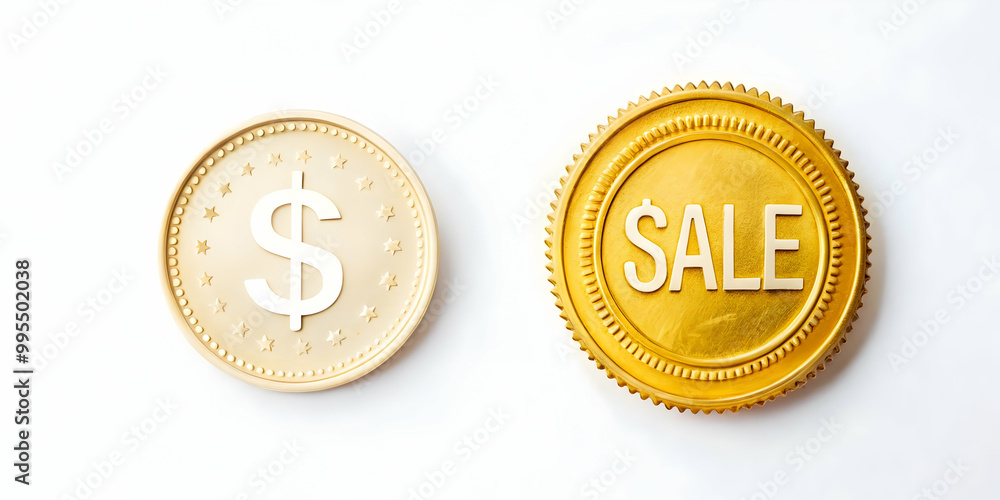 Flat Isolated Sale Sticker with Dollar Coin Vector - Sleek Design for Promoting Retail Sales & Cash Savings in E-commerce Marketing Flat Isolated Sale Sticker with Dollar Coin Vector - Sleek Design for Promoting Retail Sales & Cash Savings in E-commerce Marketing