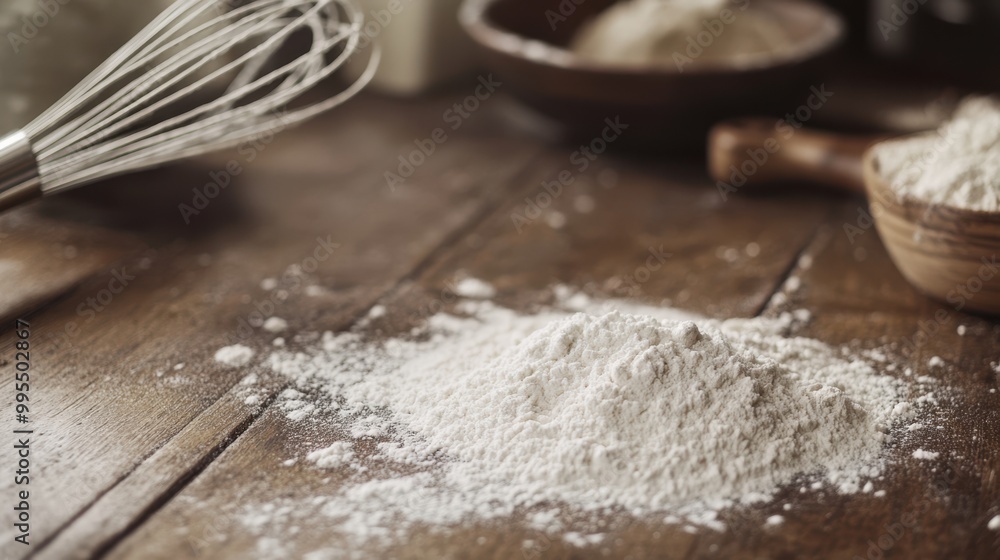 The Flour on Wooden Surface The Flour on Wooden Surface