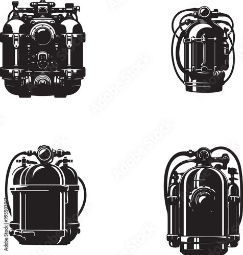 silhouette of clean vector scuba tank isolated on white background 