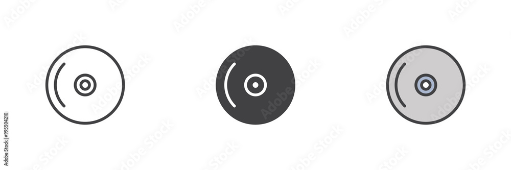 Compact disc different style icon set Compact disc different style icon set