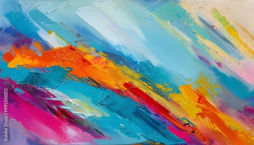 Vibrant Abstract Canvas: Colorful Brushstrokes in Contemporary Artistic Expression