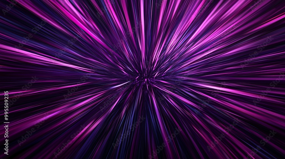 Obraz premium Abstract radial burst of vibrant pink and purple light beams, creating a dynamic and energetic visual effect
