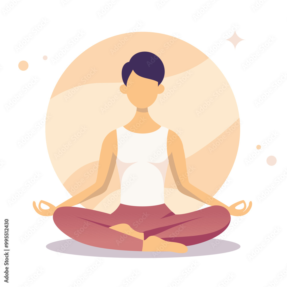 classy woman meditation illustration, simple and clean design classy woman meditation illustration, simple and clean design