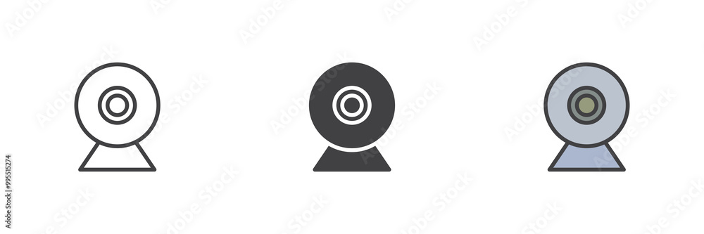 Web camera different style icon set Web camera different style icon set
