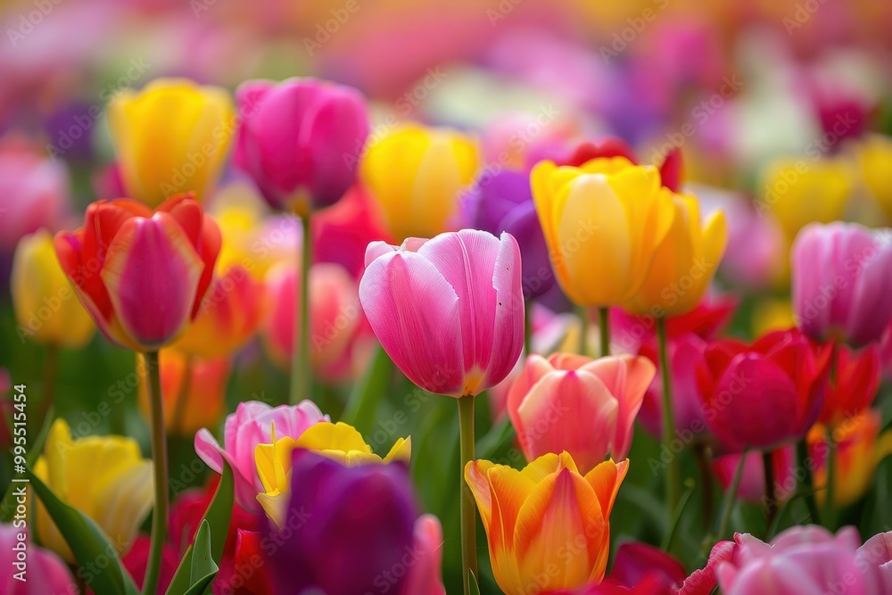 A vibrant display of colorful tulips blooming in a lush garden during springtime showcasing a beautiful variety of hues and shapes A vibrant display of colorful tulips blooming in a lush garden during springtime showcasing a beautiful variety of hues and shapes