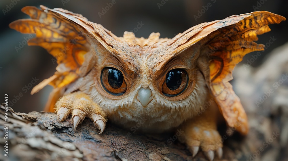 Close-Up Portrait of a Striking Owl with Large Eyes Close-Up Portrait of a Striking Owl with Large Eyes