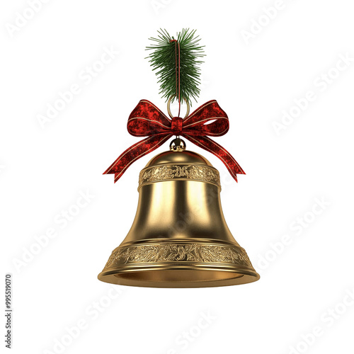 Christmas bell isolated on transparent background. Generated ai photo