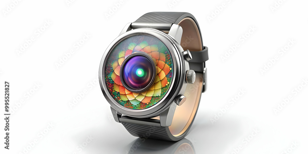 3D Smartwatch with Holographic Bhai Dooj Icons - Glossy Floating Symbols on Clean White Background, Top Down Angle for Stunning Visual Appeal 3D Smartwatch with Holographic Bhai Dooj Icons - Glossy Floating Symbols on Clean White Background, Top Down Angle for Stunning Visual Appeal