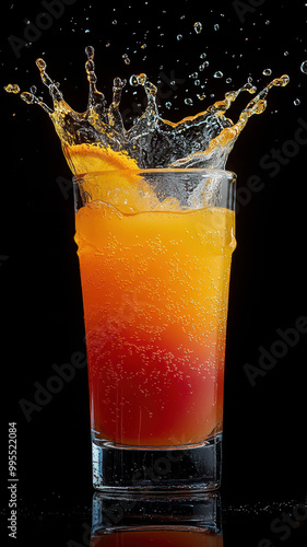 Yellow and Orange Cocktail Splash on Black