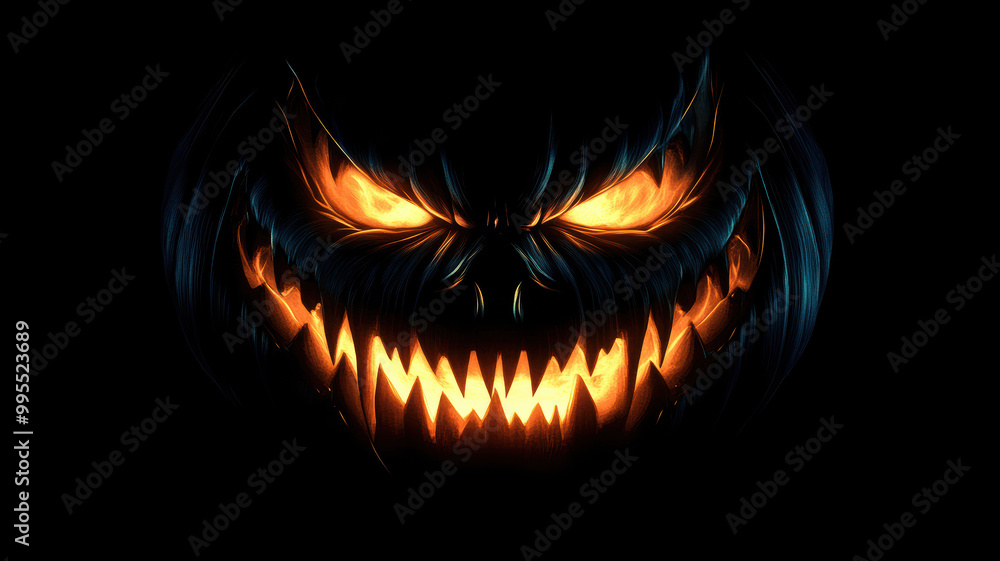 Fototapeta premium Jack-o'-Lantern with Fangs and Sharp Teeth