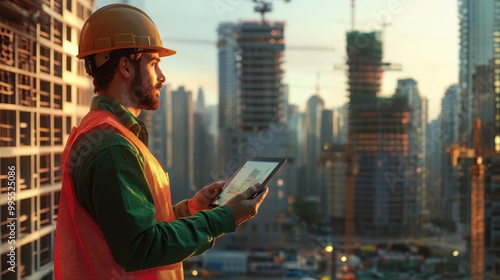 The Construction Worker with Tablet