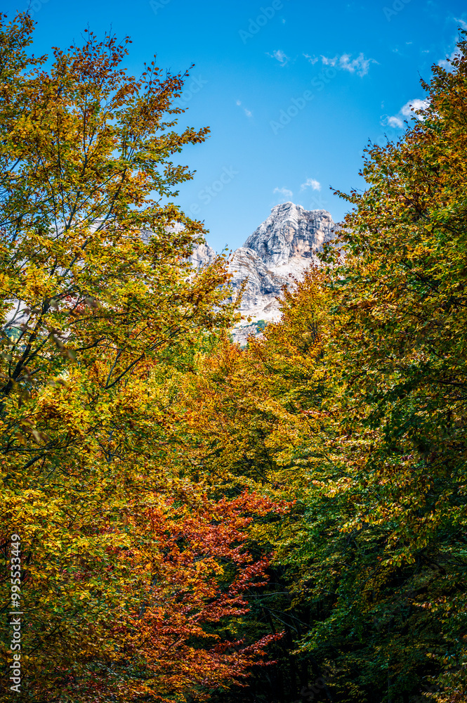 Autumn in Val Raccolana. Between peaks, lakes and streams. Julian Alps and Fontanone di Goriuda Autumn in Val Raccolana. Between peaks, lakes and streams. Julian Alps and Fontanone di Goriuda