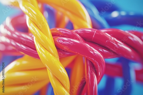 Close up of colorful coiled cables symbolizing flexible connectivity options for modern devices and network setups