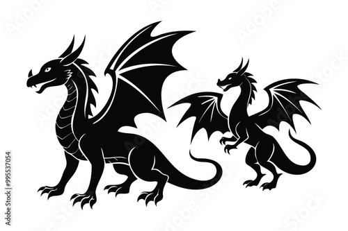 simple dragon silhouettes