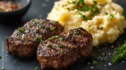 Sizzling Steak Bites and Creamy Potato Mash: A Culinary Symphony photo