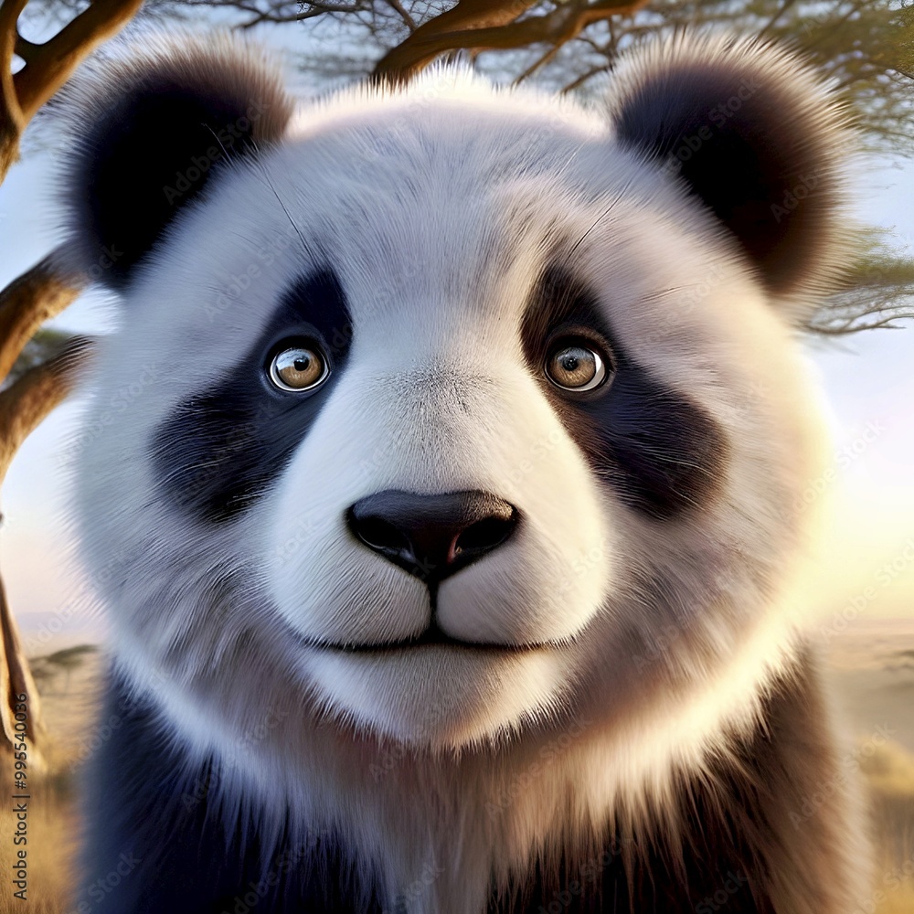 Fototapeta premium Panda animal Closeup view of field background touch of nature and beauty