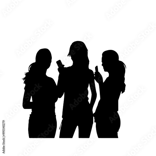 Friends Gathering Selfie Silhouette Illustration Vector