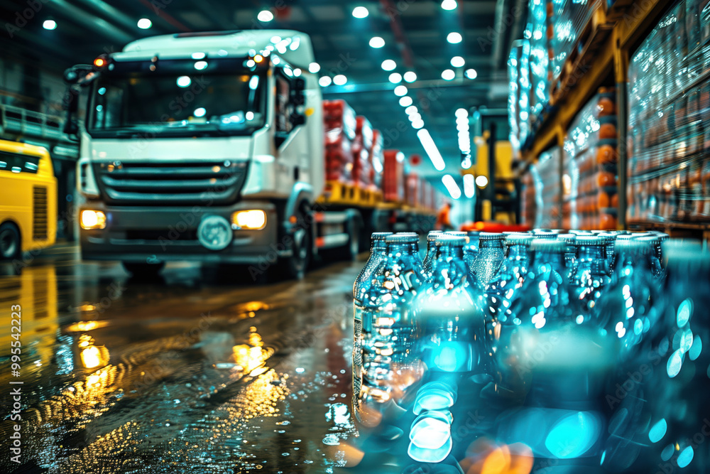 Logistics truck loading goods in warehouse. Logistics truck loading ...