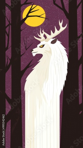 White Stag in the Moonlight photo