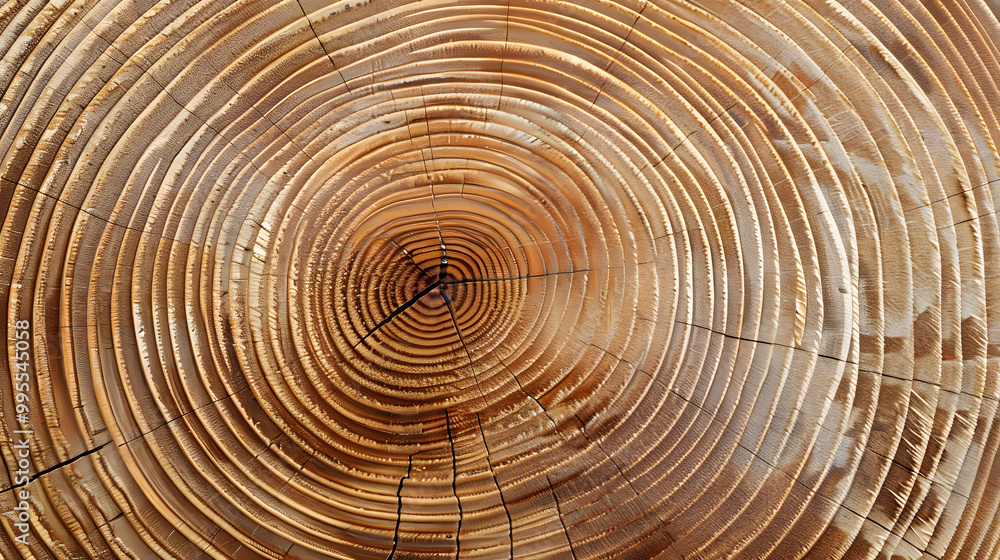 Fototapeta premium wooden Brown texture of tree rings with close up wooden background. Generative AI.