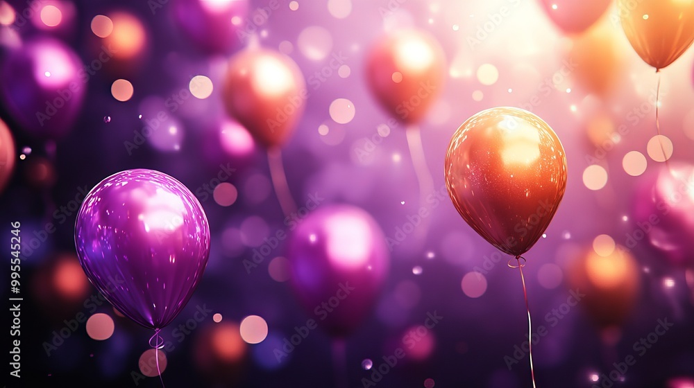 Colorful balloons floating in a festive atmosphere during a celebration Colorful balloons floating in a festive atmosphere during a celebration