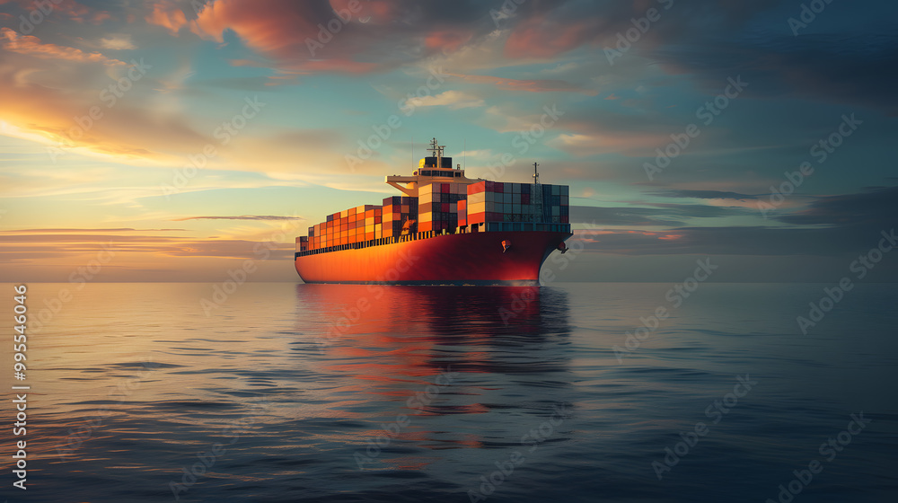 A large tanker ship transporting containers across the ocean. Neural network AI generated art A large tanker ship transporting containers across the ocean. Neural network AI generated art