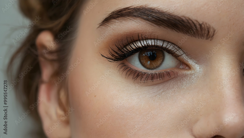 Fototapeta premium Close-up of a Woman's Eye with Smokey Eye Makeup: A captivating and alluring close-up of a woman's eye with smokey eye makeup. The image showcases the intricate details of the eye.