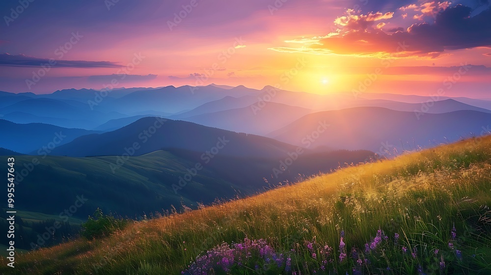 Beautiful sunrise in the mountains Beautiful sunrise in the mountains
